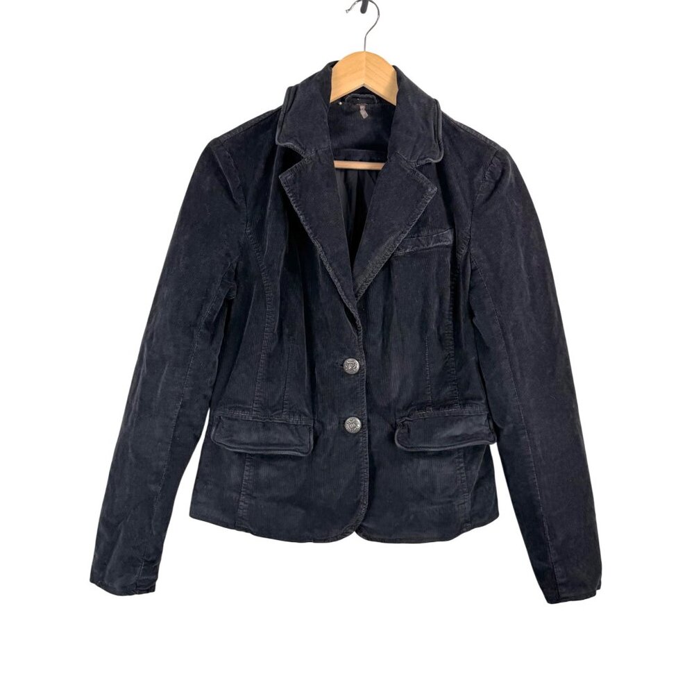 Free People Black Bryon Corduroy Blazer Jacket preppy sz S